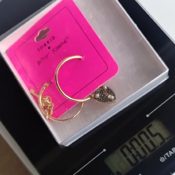 TORRID & Betsey Johnson Momento Mori Gold Hoop Heart Lock + Key Earrings - Picture 12 of 12